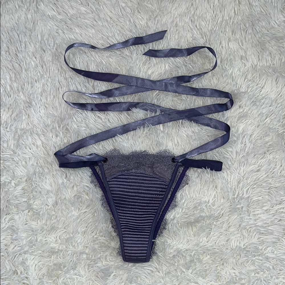 Lace Strappy Lingerie Bottom in Purple